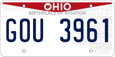 OH license plate GOU3961