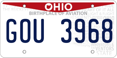 OH license plate GOU3968