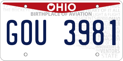OH license plate GOU3981