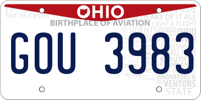 OH license plate GOU3983