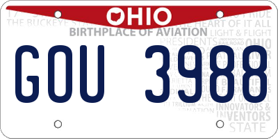 OH license plate GOU3988