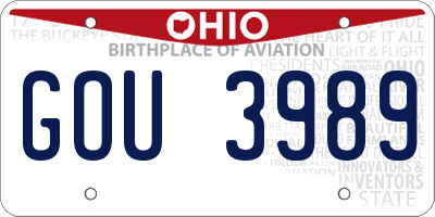 OH license plate GOU3989