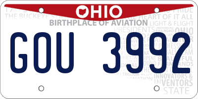 OH license plate GOU3992