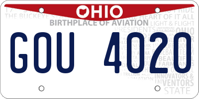 OH license plate GOU4020