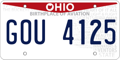 OH license plate GOU4125