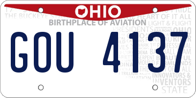 OH license plate GOU4137