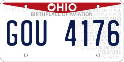 OH license plate GOU4176