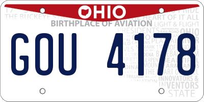 OH license plate GOU4178