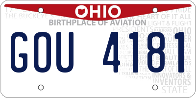 OH license plate GOU4181