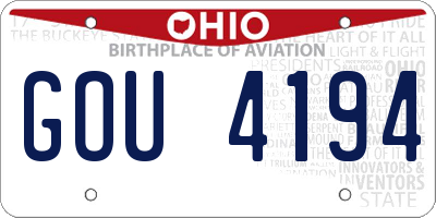 OH license plate GOU4194