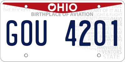 OH license plate GOU4201