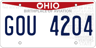OH license plate GOU4204