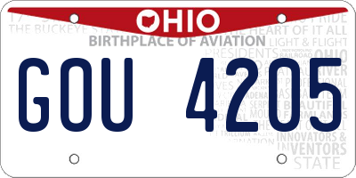OH license plate GOU4205