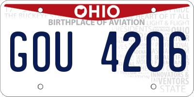 OH license plate GOU4206