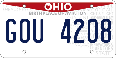 OH license plate GOU4208