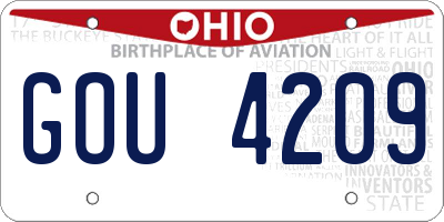 OH license plate GOU4209