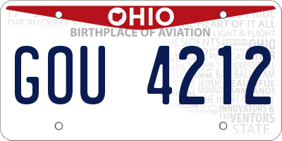 OH license plate GOU4212
