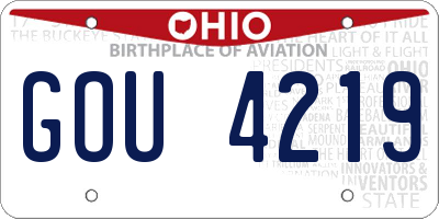 OH license plate GOU4219