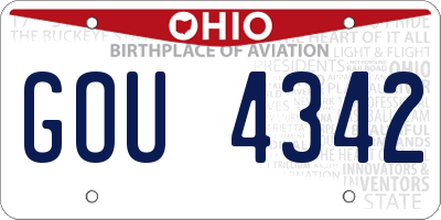 OH license plate GOU4342