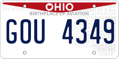 OH license plate GOU4349