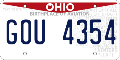 OH license plate GOU4354