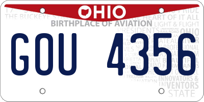 OH license plate GOU4356