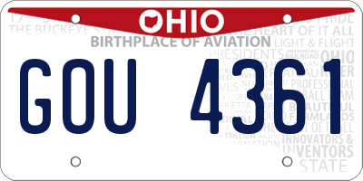OH license plate GOU4361