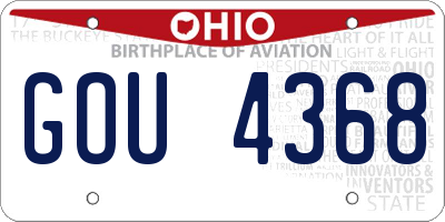 OH license plate GOU4368