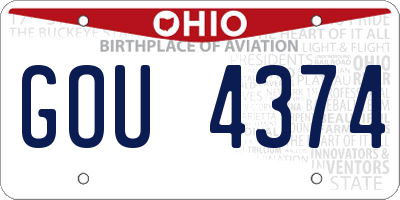 OH license plate GOU4374