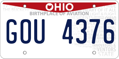 OH license plate GOU4376