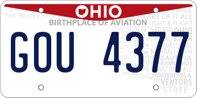 OH license plate GOU4377