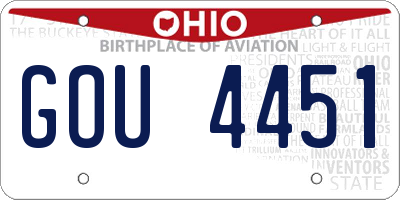 OH license plate GOU4451