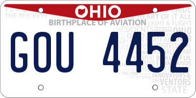 OH license plate GOU4452