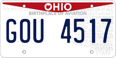 OH license plate GOU4517