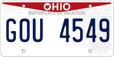 OH license plate GOU4549