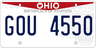 OH license plate GOU4550