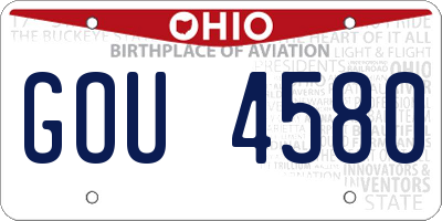 OH license plate GOU4580