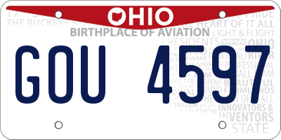 OH license plate GOU4597