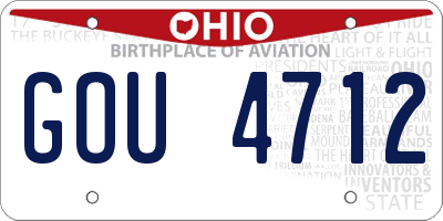 OH license plate GOU4712