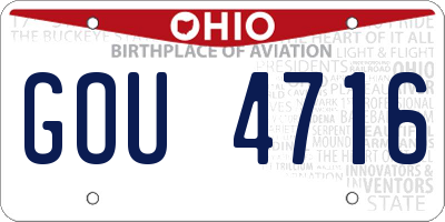 OH license plate GOU4716