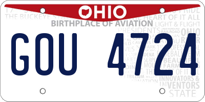 OH license plate GOU4724