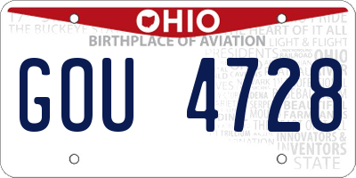 OH license plate GOU4728