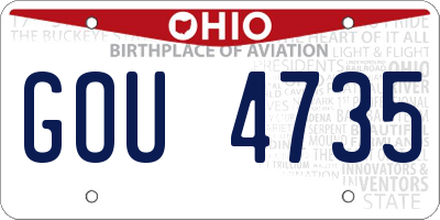 OH license plate GOU4735