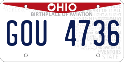 OH license plate GOU4736