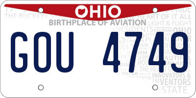 OH license plate GOU4749