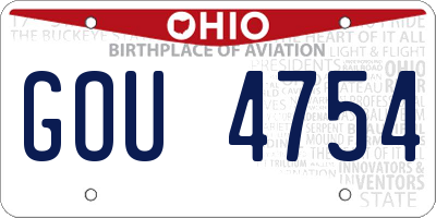 OH license plate GOU4754