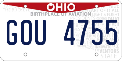 OH license plate GOU4755