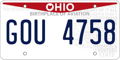OH license plate GOU4758