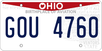 OH license plate GOU4760