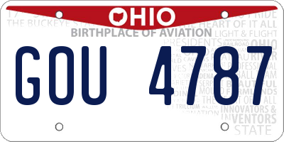 OH license plate GOU4787